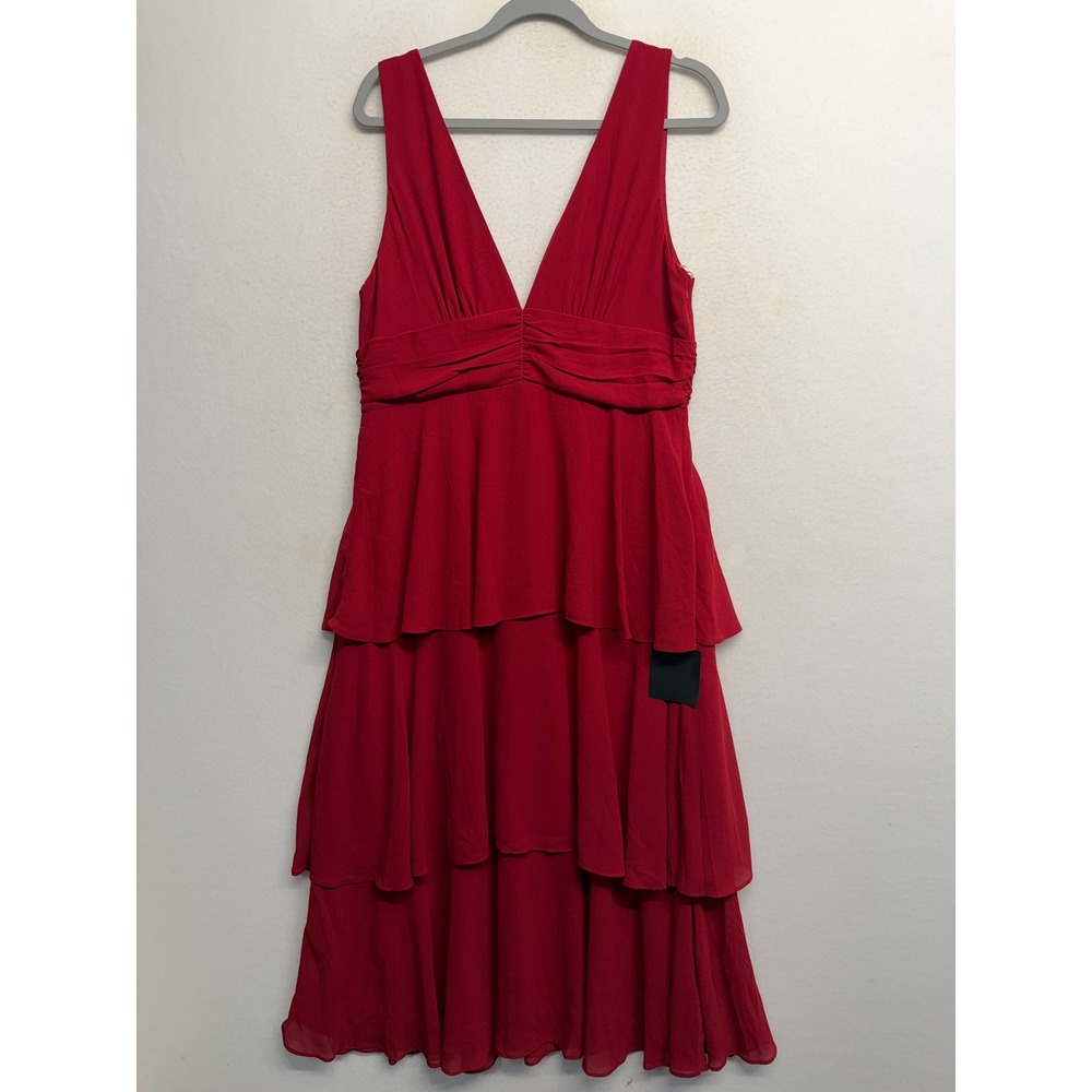 Lulus Red Tiered V-Neck Sleeveless Midi Dress XL Crimson Special Occasion